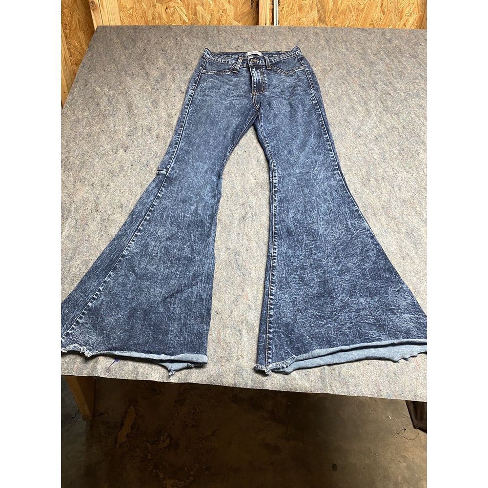 Judy Blue Jeans Womens 7/28 Distressed Mid Rise Flare Stretch Denim‎
